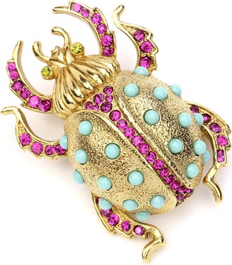 Gold Plated or Sterling Silver Rhinoceros Beetle Brooch Pin