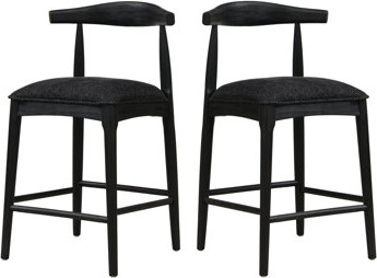 Corrigan Studio Modern Inspired Fabric Counter Stool Set with Comfortable Curved Backrest and Ergonomic Footrest