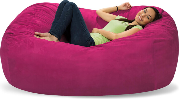 Comfy Sacks 6 Foot Memory Foam Bean Bag Lounger-Pink:- Pink