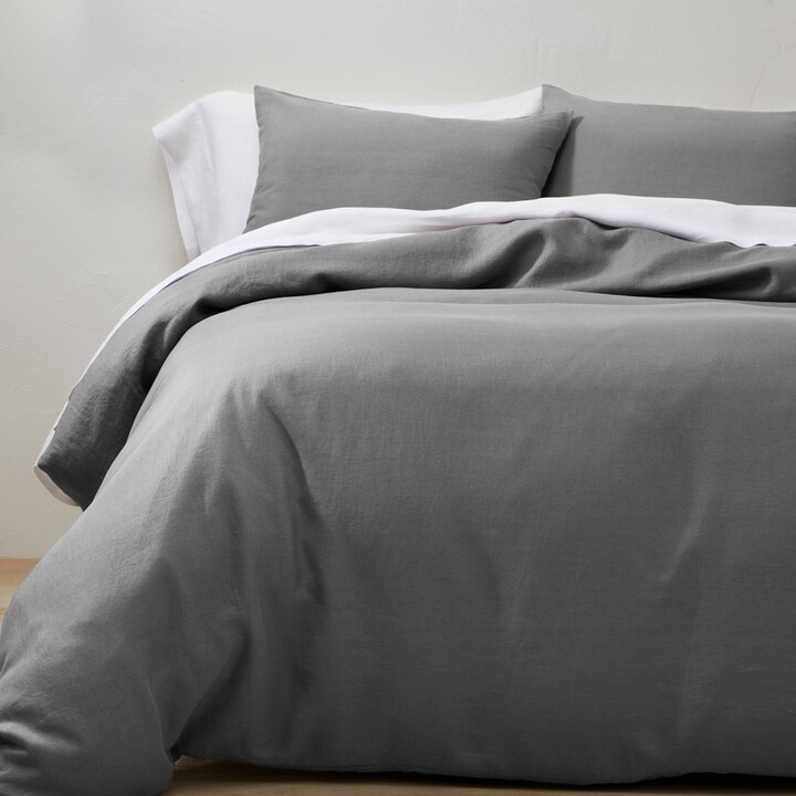 Full/Queen Linen Duvet & Sham Set Dark Gray Casaluna™ ShopStyle