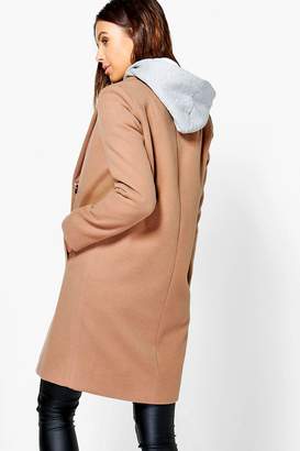 boohoo Petite Double Breasted Camel Duster Coat