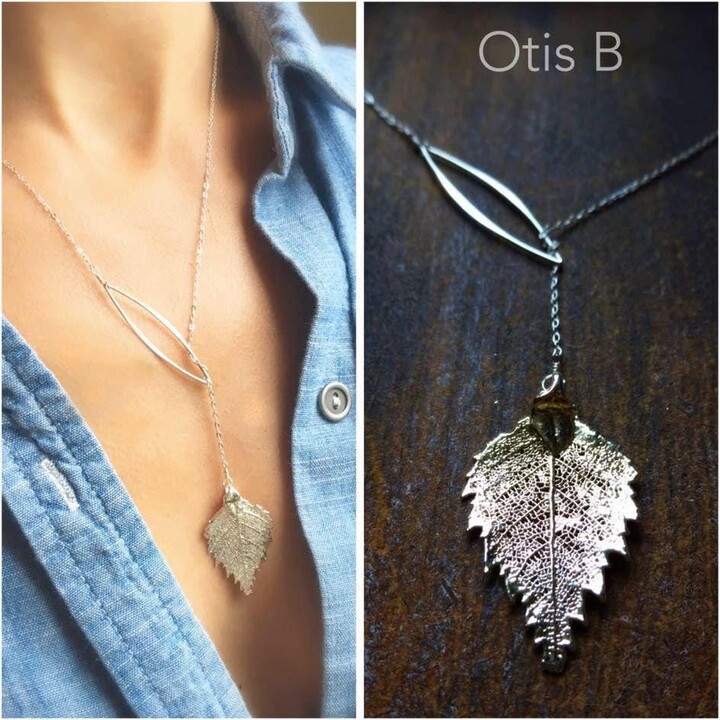 Etsy sterling Silver Leaf Lariat Necklace Real Botanical Jewelry