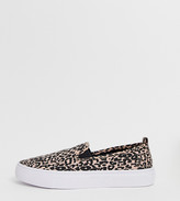 Thumbnail for your product : ASOS DESIGN Wide Fit Dexter slip on plimsolls in leopard