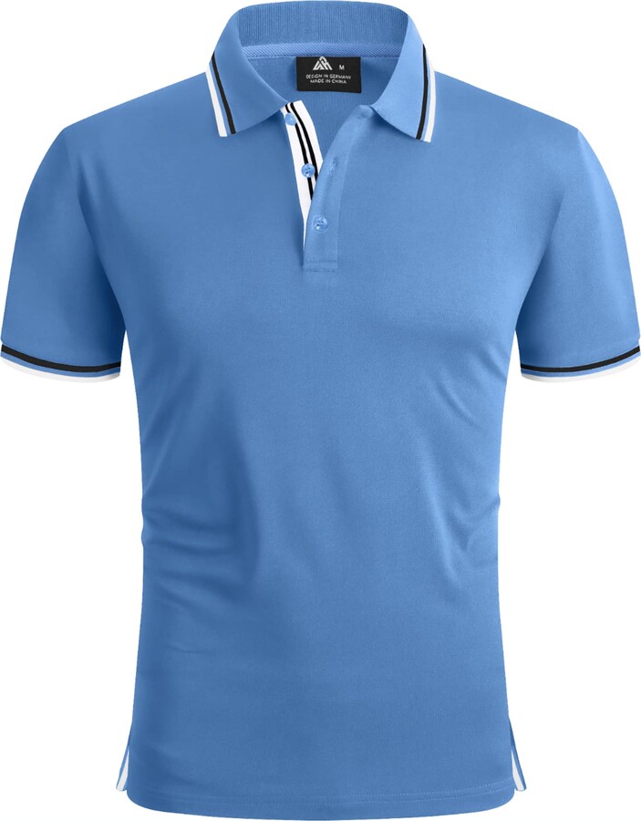 V VALANCH Light Blue Polo Shirts for Men Casual Summer Moisture Wicking Shirts  Short Sleeve Work Shirts ShopStyle