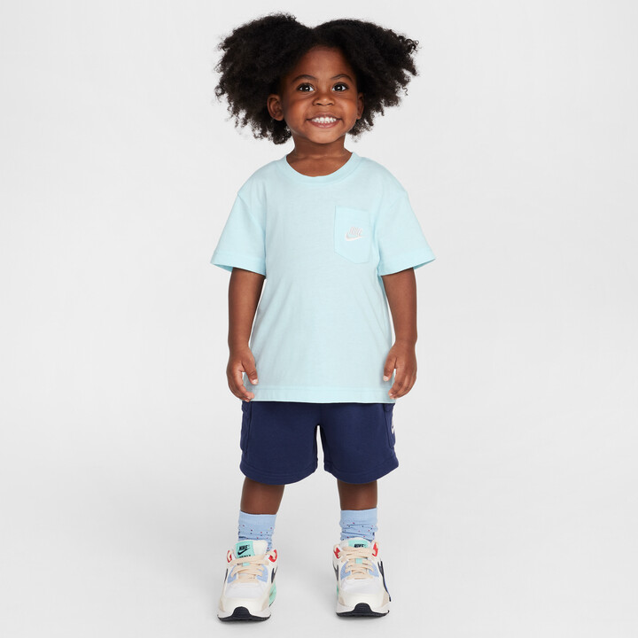 Nike Sportswear Toddler Pocket T-Shirt and French Terry Shorts Set in Blue | 76N041-U90