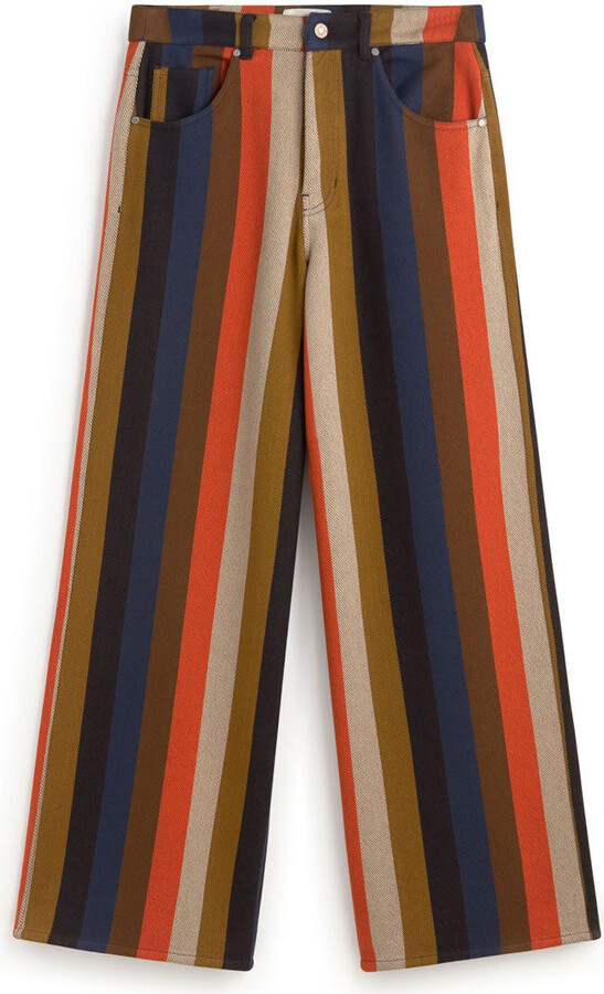 Thinking Mu Orange Striped Wide Leg Burnley Hedda Pants