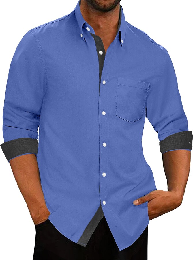 Comdecevis Men's Dress Shirts Regular Fit Long Sleeve Business Casual