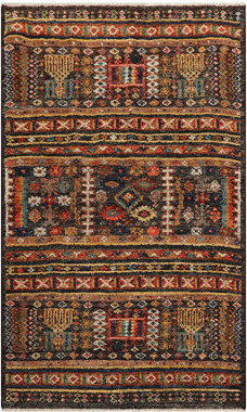 Bungalow Rose 3x5 Charcoal Hand Knotted Afghan Moroccan Tribal Wool Area Rug