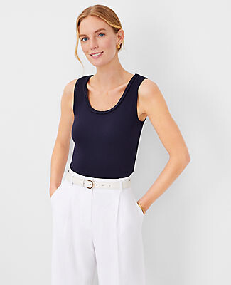 Ann Taylor Braided Scoop Neck Tank Top