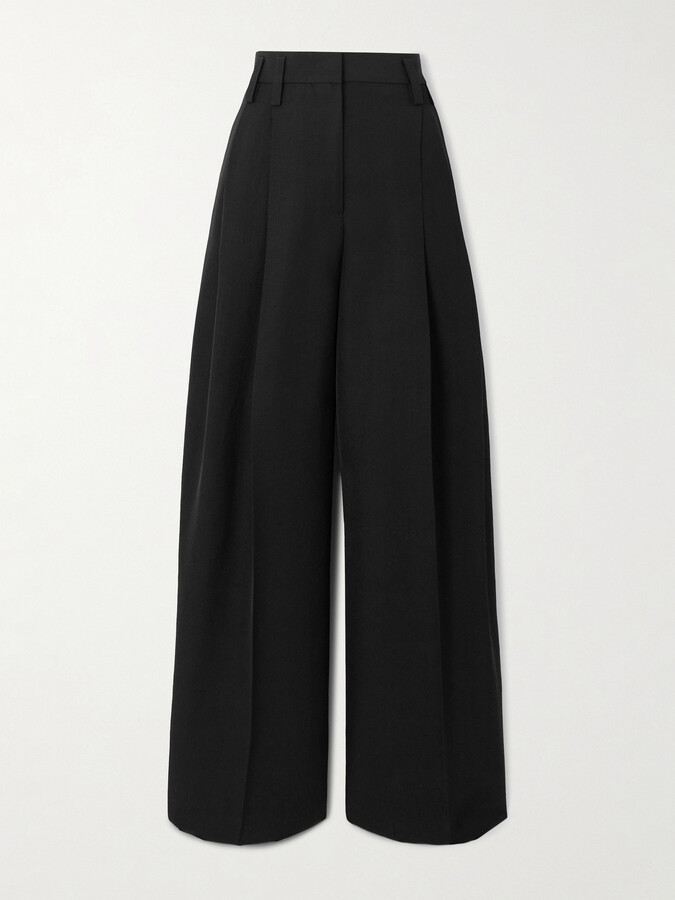 Jil Sander - Pleated Woven Wide-leg Pants - Black