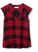 Thumbnail for your product : Vince Camuto Plaid Flutter-sleeve Top
