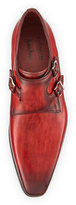 Thumbnail for your product : Magnanni Burnished Leather Double-Monk Shoe, Red