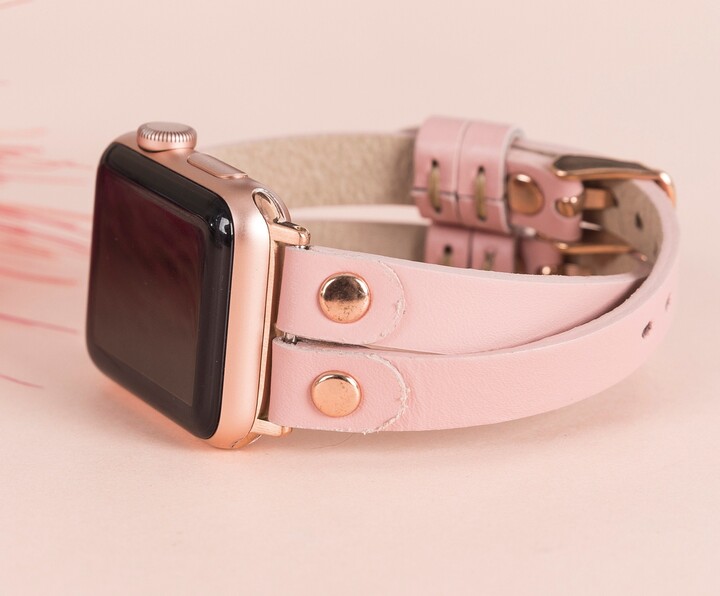 Leather Apple Watch Band 38mm 40mm 41mm 42mm 44mm 45mm 46mm 49mm Women Slim Iwatch Strap Bracelet Series 10 9 8 7 6 5 4 Ultra Se Fitbit