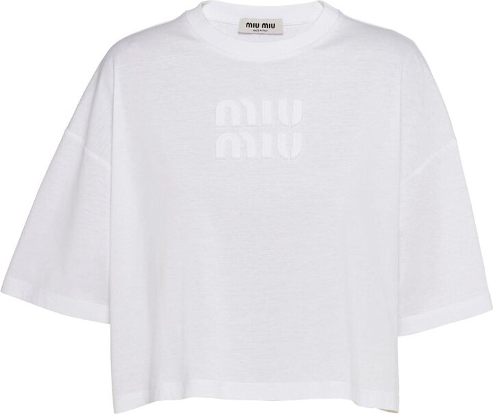 Miu Miu Women's Embroidered Cotton T-Shirt