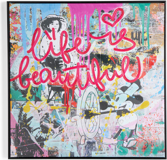 TJMAXX 30X30 Life Is Beautiful Graffiti Canvas In Floater Wall Art