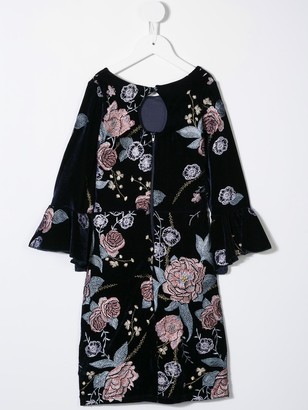 Marchesa Notte Mini Embroidered Floral Dress