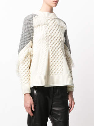 Sacai colour block fray knit sweater
