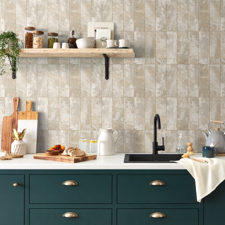 Dunelm Textured Tile Wallpaper Natural ShopStyle Decor