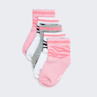 River Island Mini girls Pink RI zebra print socks 5 pack