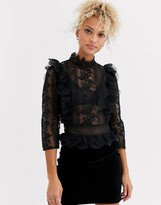Thumbnail for your product : Chi Chi London premium lace top in black