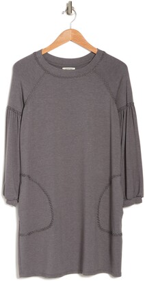 Max Studio Topstitched Puffy Sleeve Sweater Dress