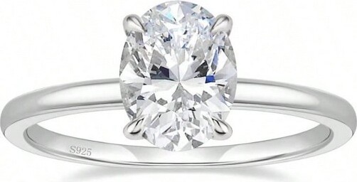 AI'MAGE SterlingSilverOvalCutEngagementRingforHerSize9SilverStandard