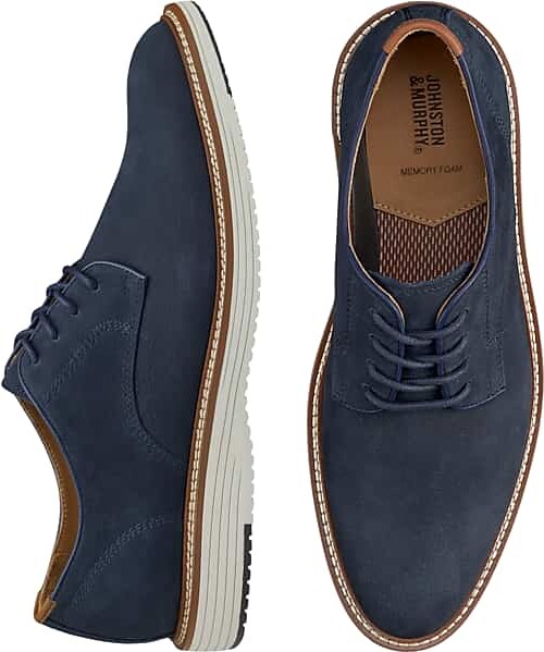 Johnston & Murphy Men's Upton Nubuck Plain Toe Oxfords Navy