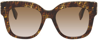 Fendi Tortoiseshell 'F Is Fendi' Square Sunglasses