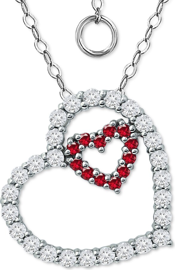 DHJAXL necklaceCrystals from Fine Red Heart Pendant Necklace for Women Real S925 Silver Collares Lovers