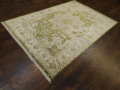 Isabelline Arvonio One-of-a-Kind 5' x 8' Area Rug in Ivory/Olive