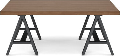 Simpli Home Sawhorse Industrial 48 inch Wide SOLID WALNUT WOOD and Metal Coffee Table