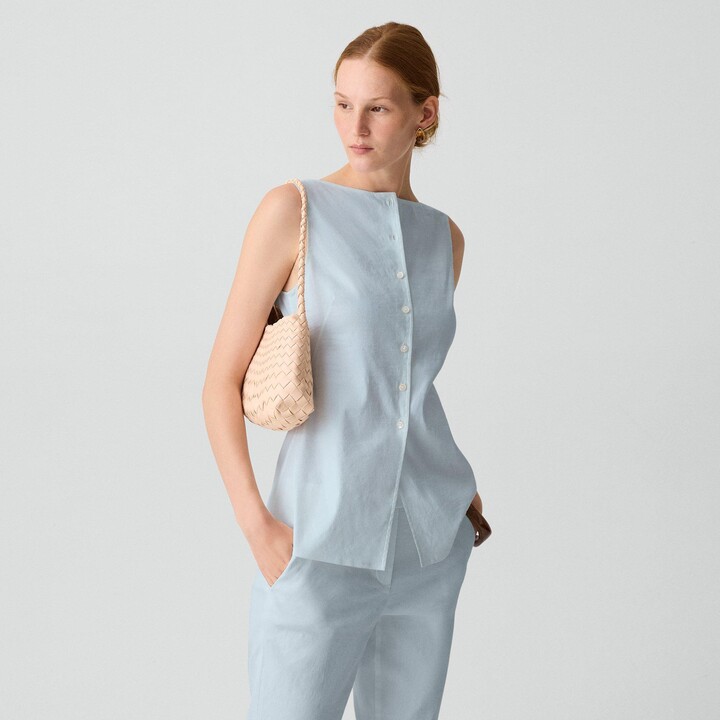 Theory Boatneck Cutaway Top in Good Linen