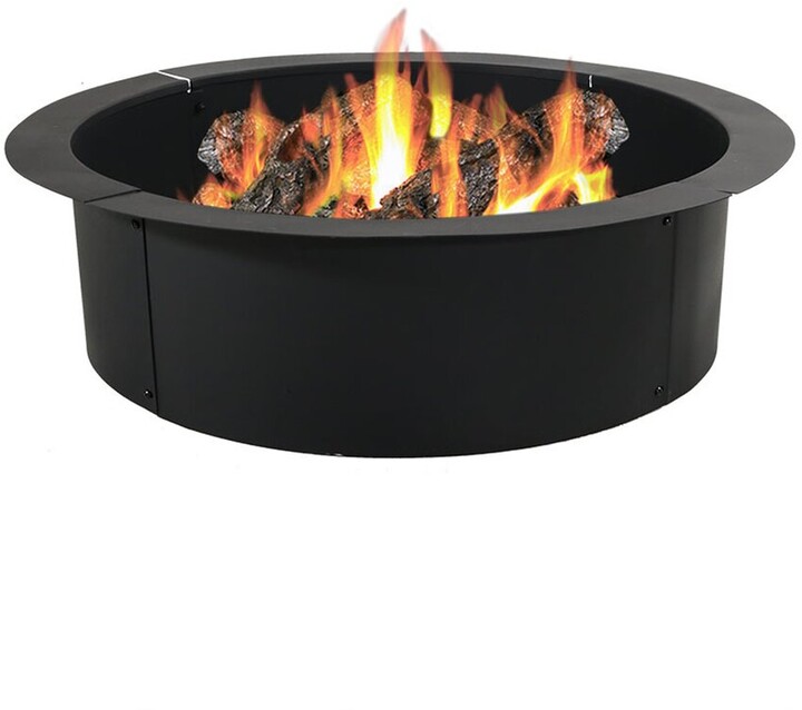 Sunnydaze Fire Ring Heavy-Duty Black Steel Diy Backyard Fire Pit Rim ...