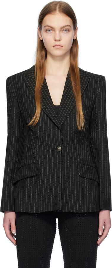 Versace Jeans Couture Black Pinstripe Blazer