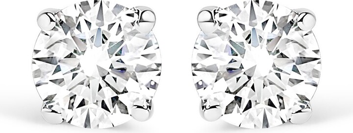 Haus of Brilliance Silver Silver 1/4 Ct Round Lab Grown Diamond Solitaire Stud Earrings