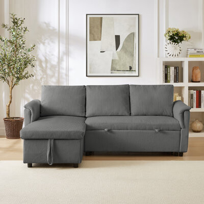 Mercer41 Loveseat Sofa With Chaise Lounge L-Shaped Modular Convertible Sofa With Storage Chaise, Urias Tufted Upholstered Sleeper Sectional Sofa,Pull Out Sleep
