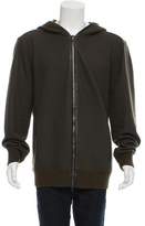 Thumbnail for your product : John Varvatos Leather-Trimmed Wool Cardigan