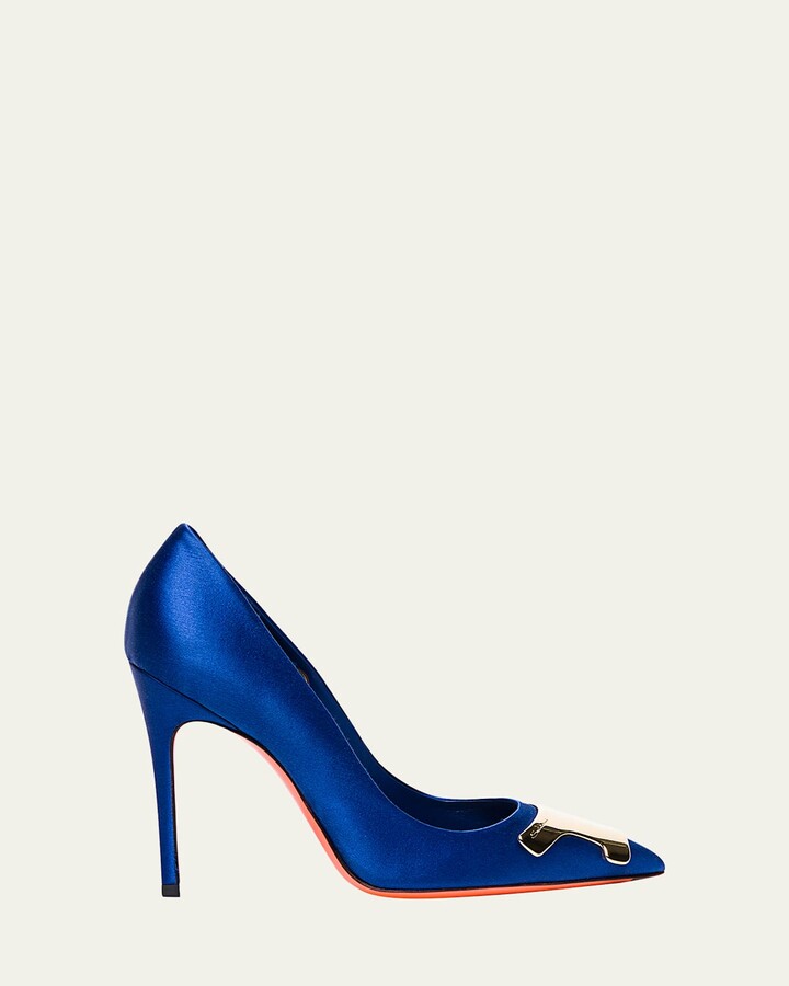 Santoni Puff Satin Plaque Pumps
