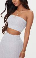 Thumbnail for your product : PrettyLittleThing Shape Grey Ribbed Bandeau Crop Top