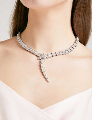 Bvlgari Serpenti 18ct white-gold and pavé-diamond necklace - ShopStyle