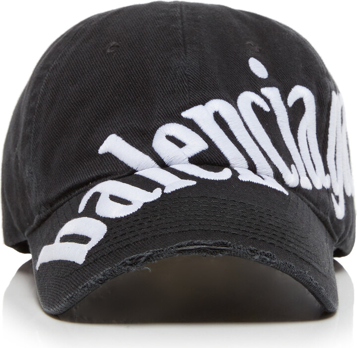 Balenciaga Logo-Embroidered Distressed Cotton Baseball Cap