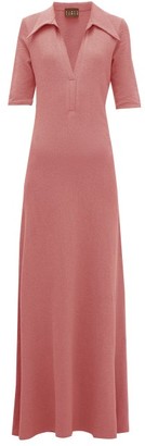 ALBUS LUMEN Point-collar Terry Cotton Shirt Dress - Pink