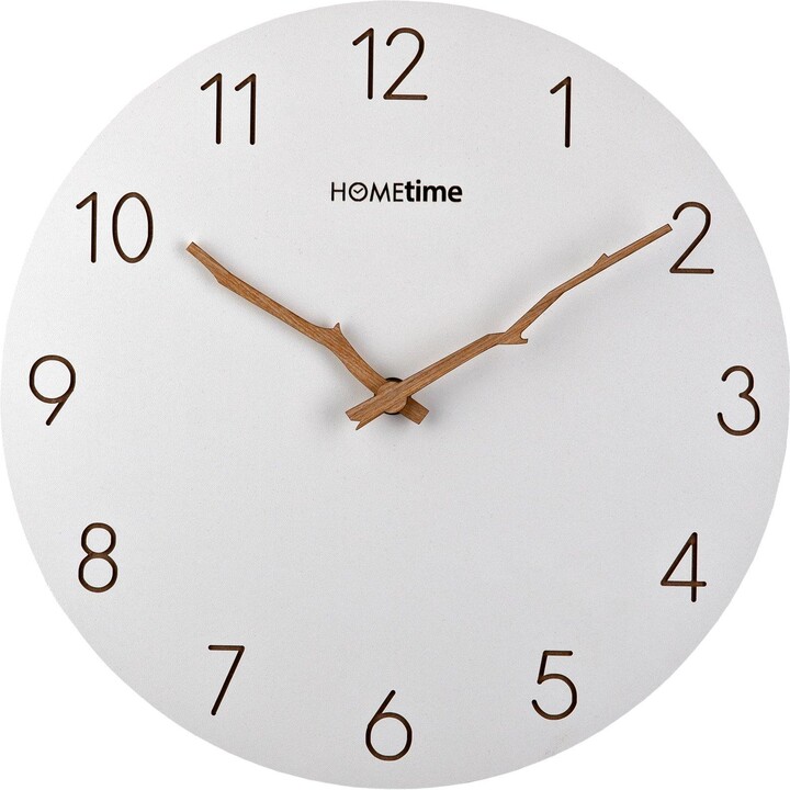 Hometime Round White Wooden Wall Clock with Wooden Hands 12" ShopStyle