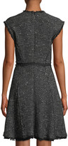 Thumbnail for your product : Rebecca Taylor Sleeveless V-Neck Sparkle Tweed Fit-and-Flare Dress