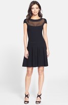 Thumbnail for your product : Cynthia Rowley Illusion Yoke Textured Fit & Flare Dress
