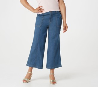Denim & Co. Lightweight Stretch Wide-Leg Crop Denim Pants - ShopStyle