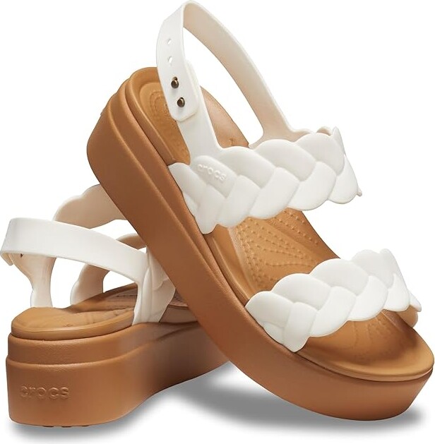 Crocs Brooklyn Woven Low Wedge Women's Sandals Chalk Woven : 4 M