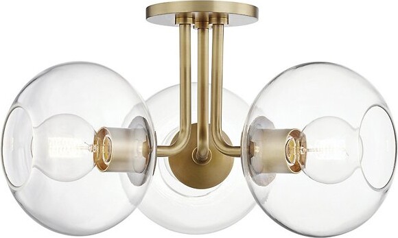 Mitzi Margot 3-Light Semi-Flushmount Light in Brass, Size: 3 light