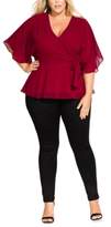 Thumbnail for your product : City Chic Trendy Plus Size Elegant Sheer-Sleeve Wrap Top