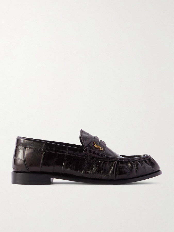 Saint Laurent Le Loafer Eel Loafers - Brown